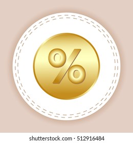 coin and percent sign vector