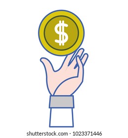 coin with peso symbol and hand up