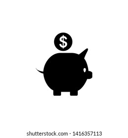 Coin pig icon. Money saving sign. Logo design element