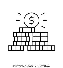 coin pile line icon vector. coin pile sign. isolated contour symbol black illustration