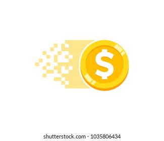 Coin Pixel Icon Logo Design Element