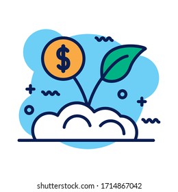 coin plant detail style icon vector illustration design
