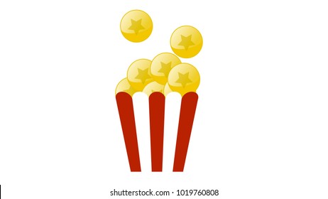 Coin popcorns isolated vector illustration