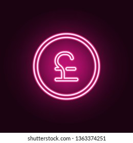 coin pound neon icon. Elements of Banking set. Simple icon for websites, web design, mobile app, info graphics
