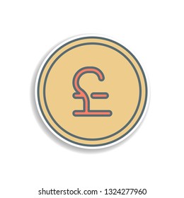 coin pound sticker icon. Element of color banking icon. Premium quality sticker design icon. Signs and symbols collection icon for websites, web design