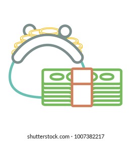 coin purse and bill  vector illustration