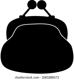 Coin purse icon, black silhouette. Highlighted on a white background. Vector illustration. A series of business icons.