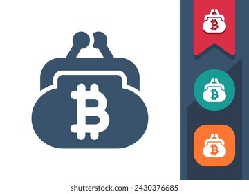 Coin Purse Icon. Change Purse, Wallet, Bitcoin, Cryptocurrency, Crypto Currency. Professional, pixel perfect vector icon.