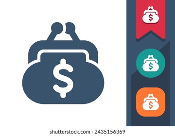 Coin Purse Icon. Change Purse, Wallet, Dollar. Professional, pixel perfect vector icon.