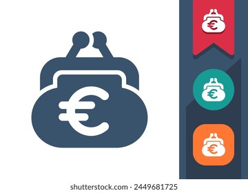 Coin Purse Icon. Change Purse, Wallet, Euro. Professional, pixel perfect vector icon.