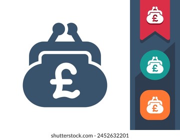 Coin Purse Icon. Change Purse, Wallet, Pound Sterling. Professional, pixel perfect vector icon.