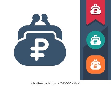 Coin Purse Icon. Change Purse, Wallet, Ruble, Rouble. Professional, pixel perfect vector icon.