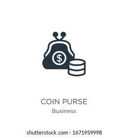 Icono vectorial de monedero. Icono de la moneda plana de moda de la colección de negocios aislado en fondo blanco. La ilustración vectorial se puede utilizar para diseño gráfico web y móvil, logotipo, eps10