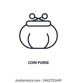 coin purse outline icon.  Thin line icon from business collection. Editable vector isolated on white background