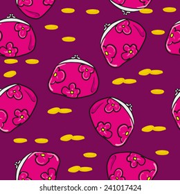 coin purse seamless pattern cartoon illustration