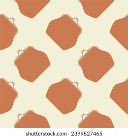 coin purse seamless pattern vector illustration. Bank holding. Financial budget banner. Money, coins, purse. Earnings and payments symbol.