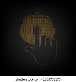 Coin Purse sign. Icon as grid of small orange light bulb in darkness. Illustration.