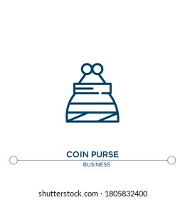 icono de la línea vectorial de la cartera de monedas. Ilustración de elemento simple. icono de esquema de bolso de moneda del concepto de negocio. Se puede usar para web y móvil
