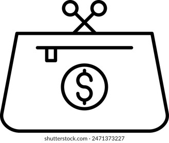 Coin Purse Vector Line Icon Design