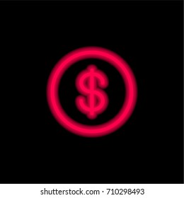 Coin red glowing neon ui ux icon. Glowing sign logo vector
