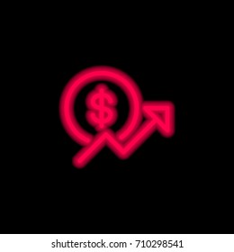Coin red glowing neon ui ux icon. Glowing sign logo vector