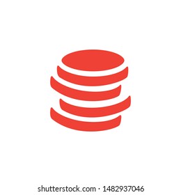 Coin Red Icon On White Background. Red Flat Style Vector Illustration