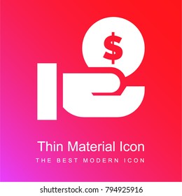 Coin red and pink gradient material white icon minimal design