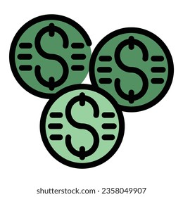 Coin refund icon outline vector. Pay transfer. Deposit credit color flat