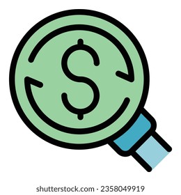 Coin refund icon outline vector. Cash back. Reward pay color flat