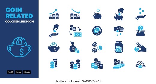 coin related colored icon vector design good for web and mobile app