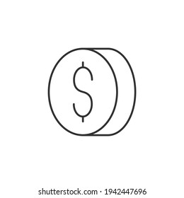 Coin Related Vector Line Icon. Sign Isolated on the White Background. Editable Stroke EPS file. Vector illustration.