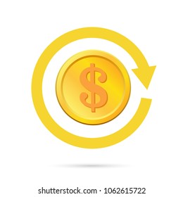 Coin, return icon. Vector illustration