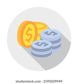 Coin rounded isometric 3d, mini illustration icon, use for modern concept, UI or UX kit, web and app development. related to business, finance, economy..