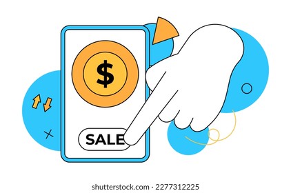 Coin sale app. Money prize reward. Vector illustration concept