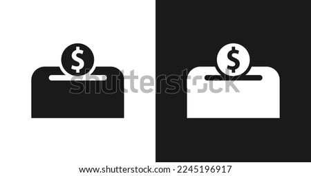 Coin saving illustration icon vector, coin pusher icon