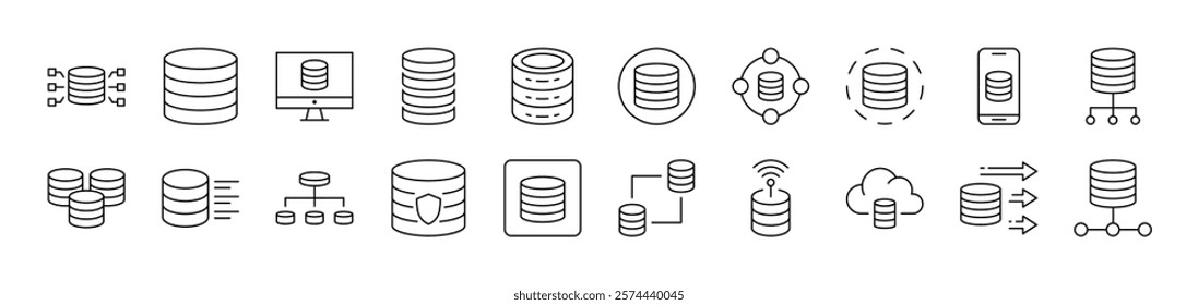 Coin, Savings, Money Outline Simple Linear Image Collection. Editable Stroke. Suitable for Web Sites, Books, Cards, Apps