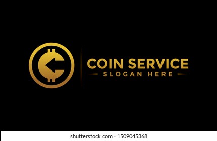 Coin service logo template. Initial letter C logo, icon - Vector Digital money. Block chain, finance symbol. Flat style vector illustration, Logotype financial company, logo vector coins and money.