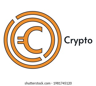 Plantilla de logotipo de servicio de moneda. Logo de la letra inicial C, icono - Dinero digital vector. Cadena de bloques, símbolo financiero. Ilustración vectorial de estilo plano, empresa financiera Logoype, vector de logotipo