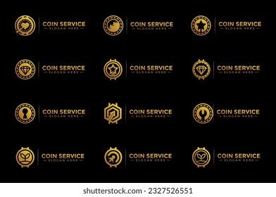 Coin service logo template. Initial letter C logo, icon - Vector Digital money. Block chain, finance symbol. Flat style vector illustration, Logotype financial company, logo vector coins and money.