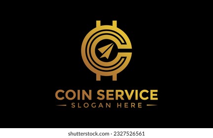 Coin service logo template. Initial letter C logo, icon - Vector Digital money. Block chain, finance symbol. Flat style vector illustration, Logotype financial company, logo vector coins and money.