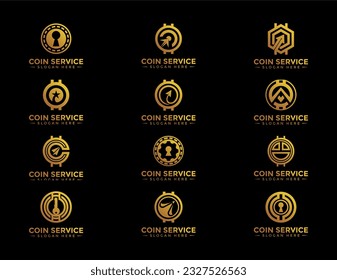 Coin service logo template. Initial letter C logo, icon - Vector Digital money. Block chain, finance symbol. Flat style vector illustration, Logotype financial company, logo vector coins and money.