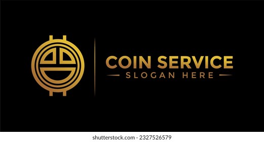 Coin service logo template. Initial letter C logo, icon - Vector Digital money. Block chain, finance symbol. Flat style vector illustration, Logotype financial company, logo vector coins and money.