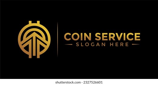 Coin service logo template. Initial letter C logo, icon - Vector Digital money. Block chain, finance symbol. Flat style vector illustration, Logotype financial company, logo vector coins and money.