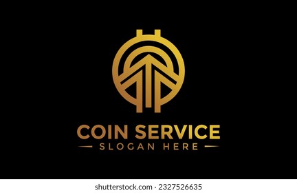 Coin service logo template. Initial letter C logo, icon - Vector Digital money. Block chain, finance symbol. Flat style vector illustration, Logotype financial company, logo vector coins and money.
