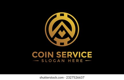 Coin service logo template. Initial letter C logo, icon - Vector Digital money. Block chain, finance symbol. Flat style vector illustration, Logotype financial company, logo vector coins and money.