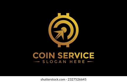 Coin service logo template. Initial letter C logo, icon - Vector Digital money. Block chain, finance symbol. Flat style vector illustration, Logotype financial company, logo vector coins and money.