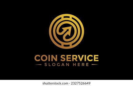 Coin service logo template. Initial letter C logo, icon - Vector Digital money. Block chain, finance symbol. Flat style vector illustration, Logotype financial company, logo vector coins and money.