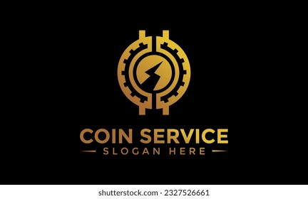 Coin service logo template. Initial letter C logo, icon - Vector Digital money. Block chain, finance symbol. Flat style vector illustration, Logotype financial company, logo vector coins and money.