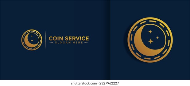 Coin service logo template. Vector Digital money. Block chain, finance symbol. Flat style vector illustration, Logotype financial company, logo vector coins and money.