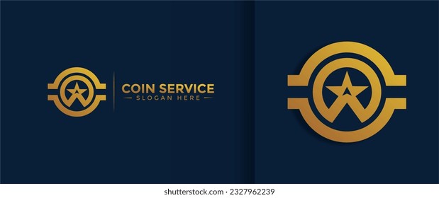 Coin service logo template. Vector Digital money. Block chain, finance symbol. Flat style vector illustration, Logotype financial company, logo vector coins and money.